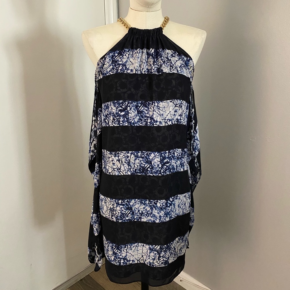 Michael Kors Chain Halter Dress in Navy